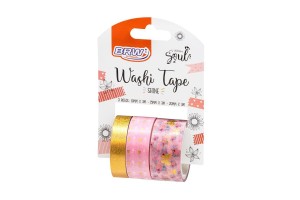FITA ADESIVA WASHI TAPE BRW SHINE ROSA - 10/15/20X3M - BLISTER C/ 3UN