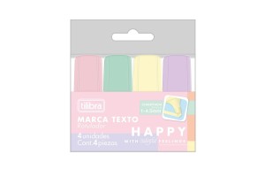 MARCA TEXTO TILIBRA MINI HAPPY BLISTER COM 4