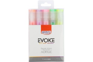MARCADOR ARTISTICO EVOKE ACRYLIC  NEON  BLISTER COM 5 UN