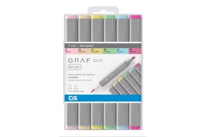 MARCADOR CIS GRAF DUO BRUSH COM 6 CORES PASTEL